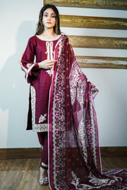 3PC Embroidered Khaddar Dress