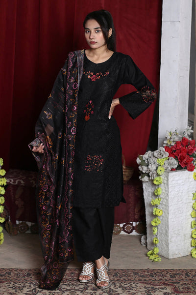 3PC Embroidered Khaddar Dress -06