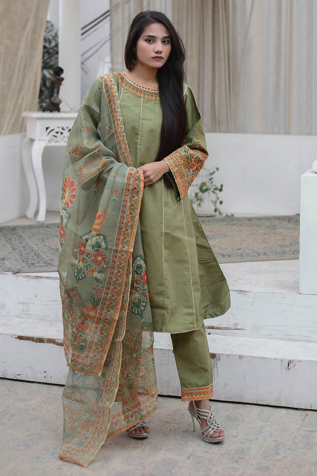 3PC Embroidered Khaddar Dress -07