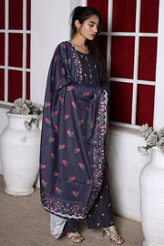 3PC Embroidered Khaddar Dress -13