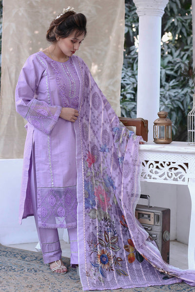 3PC Embroidered Khaddar Dress -14