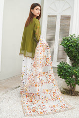 3PC Embroidered Chiffon Dress