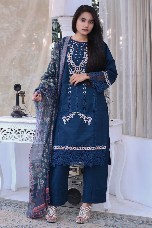 3PC Embroidered Khaddar Dress -17