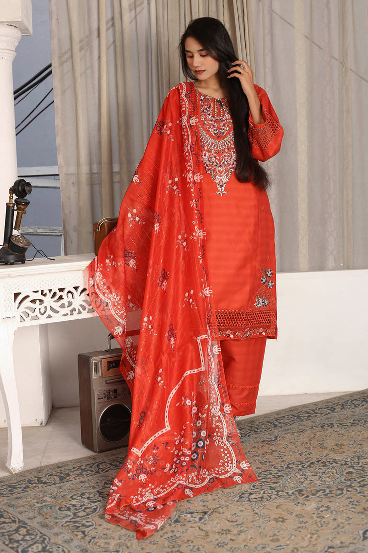 3PC Embroidered Khaddar Dress -15