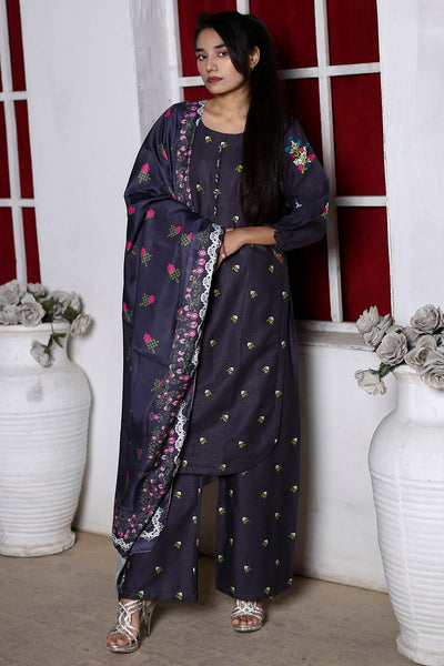 3PC Embroidered Khaddar Dress -13