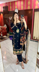 3PC Embroidered Khaddar Dress