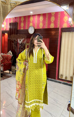 3PC Embroidered Khaddar Dress