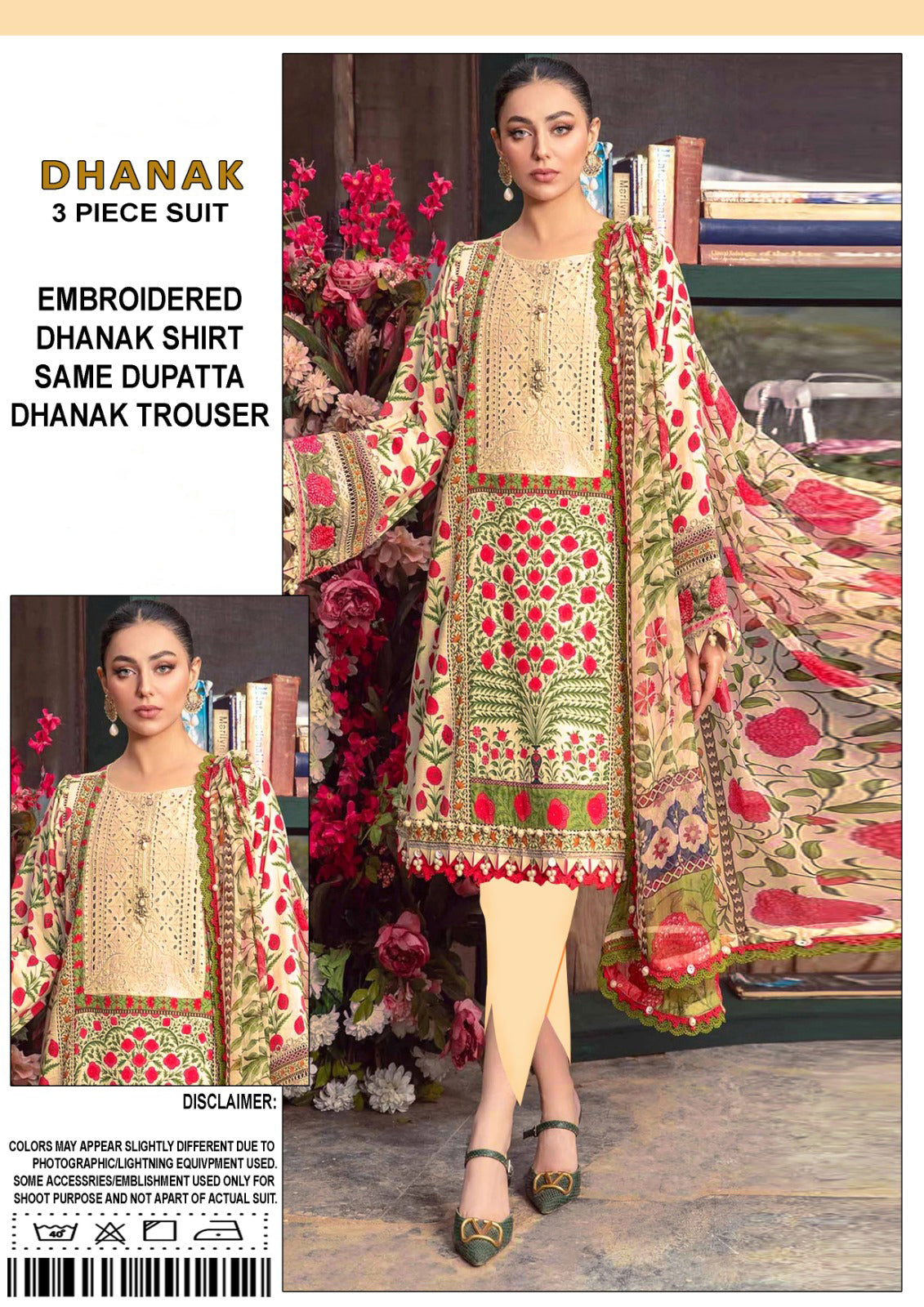 3PC Embroidered Dhanak Dress With Wool Shawl